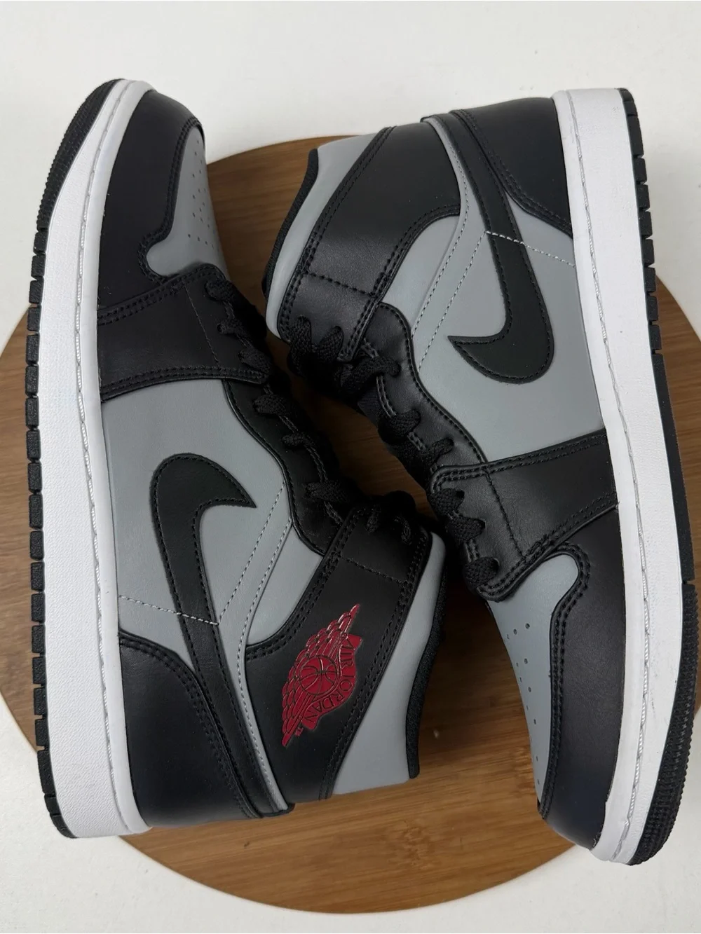 Jordan Mid-Top Sneakers - Black/Gray with Red Accent